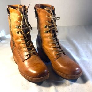 Kirk Ease Women’s Raleigh Brown Leather Ankle Double Zipper Lace Up Rustic Boots